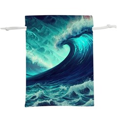 Ai Generated Waves Ocean Sea Tsunami Nautical Fantasy Lightweight Drawstring Pouch (xl) by uniart180623