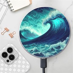 Ai Generated Waves Ocean Sea Tsunami Nautical Fantasy Wireless Fast Charger(white) by uniart180623