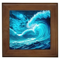 Ai Generated Waves Ocean Sea Tsunami Nautical Sea Framed Tile by uniart180623