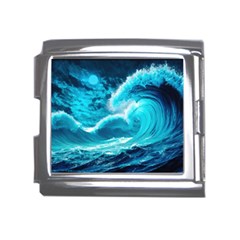 Ai Generated Waves Ocean Sea Tsunami Nautical Sea Mega Link Italian Charm (18mm) by uniart180623