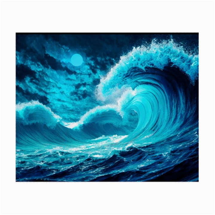 Ai Generated Waves Ocean Sea Tsunami Nautical Sea Small Glasses Cloth (2 Sides)