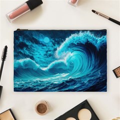 Ai Generated Waves Ocean Sea Tsunami Nautical Sea Cosmetic Bag (large) by uniart180623