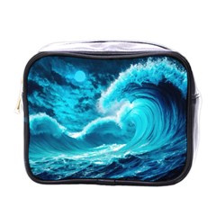 Ai Generated Waves Ocean Sea Tsunami Nautical Sea Mini Toiletries Bag (one Side) by uniart180623