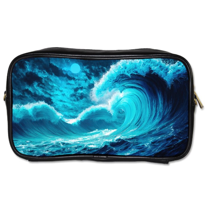 Ai Generated Waves Ocean Sea Tsunami Nautical Sea Toiletries Bag (Two Sides)