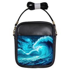 Ai Generated Waves Ocean Sea Tsunami Nautical Sea Girls Sling Bag by uniart180623