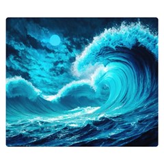 Ai Generated Waves Ocean Sea Tsunami Nautical Sea Two Sides Premium Plush Fleece Blanket (small) by uniart180623