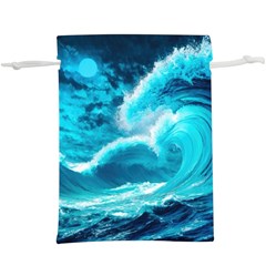 Ai Generated Waves Ocean Sea Tsunami Nautical Sea Lightweight Drawstring Pouch (xl) by uniart180623