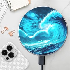 Ai Generated Waves Ocean Sea Tsunami Nautical Sea Wireless Fast Charger(white) by uniart180623