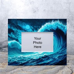 Ai Generated Waves Ocean Sea Tsunami Nautical Sea White Tabletop Photo Frame 4 x6  by uniart180623