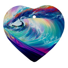 Waves Ocean Sea Tsunami Nautical Nature Water Heart Ornament (two Sides) by uniart180623