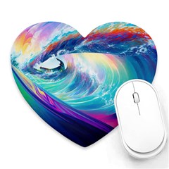 Waves Ocean Sea Tsunami Nautical Nature Water Heart Mousepad by uniart180623