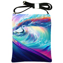 Waves Ocean Sea Tsunami Nautical Nature Water Shoulder Sling Bag by uniart180623