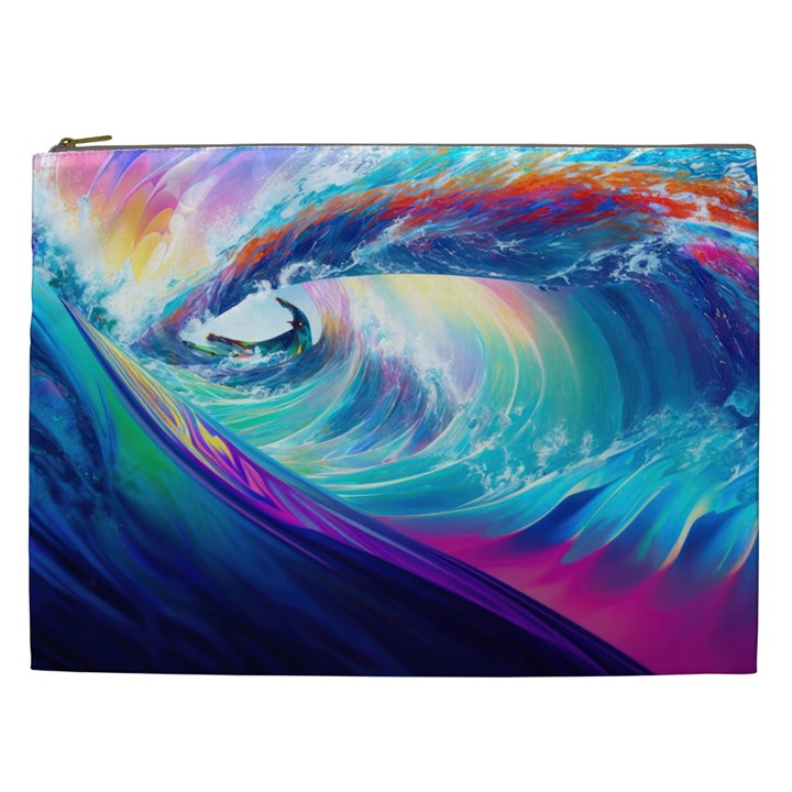 Waves Ocean Sea Tsunami Nautical Nature Water Cosmetic Bag (XXL)