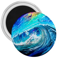 Tsunami Waves Ocean Sea Nautical Nature Water Painting 3  Magnets by uniart180623