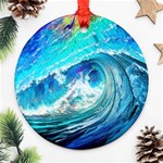 Tsunami Waves Ocean Sea Nautical Nature Water Painting Ornament (Round) Front