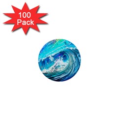 Tsunami Waves Ocean Sea Nautical Nature Water Painting 1  Mini Buttons (100 Pack)  by uniart180623