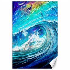 Tsunami Waves Ocean Sea Nautical Nature Water Painting Canvas 24  X 36  by uniart180623