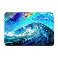 Tsunami Waves Ocean Sea Nautical Nature Water Painting Small Doormat by uniart180623