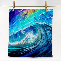 Tsunami Waves Ocean Sea Nautical Nature Water Painting Face Towel by uniart180623