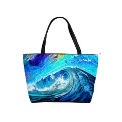 Tsunami Waves Ocean Sea Nautical Nature Water Painting Classic Shoulder Handbag by uniart180623