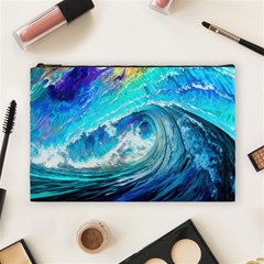 Tsunami Waves Ocean Sea Nautical Nature Water Painting Cosmetic Bag (large) by uniart180623