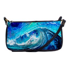 Tsunami Waves Ocean Sea Nautical Nature Water Painting Shoulder Clutch Bag by uniart180623