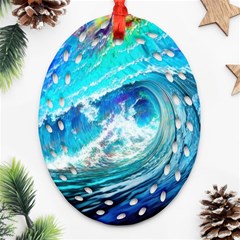 Tsunami Waves Ocean Sea Nautical Nature Water Painting Oval Filigree Ornament (two Sides) by uniart180623