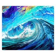 Tsunami Waves Ocean Sea Nautical Nature Water Painting Two Sides Premium Plush Fleece Blanket (small) by uniart180623