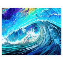 Tsunami Waves Ocean Sea Nautical Nature Water Painting Two Sides Premium Plush Fleece Blanket (medium) by uniart180623