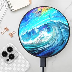 Tsunami Waves Ocean Sea Nautical Nature Water Painting Wireless Fast Charger(black) by uniart180623