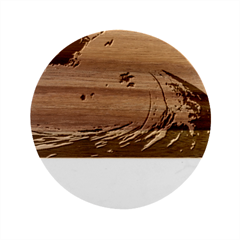 Tsunami Waves Ocean Sea Nautical Nature Water Painting Marble Wood Coaster (round) by uniart180623