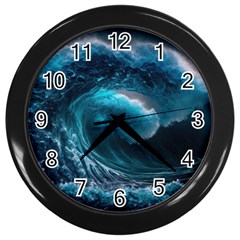 Tsunami Waves Ocean Sea Water Rough Seas Wall Clock (black) by uniart180623