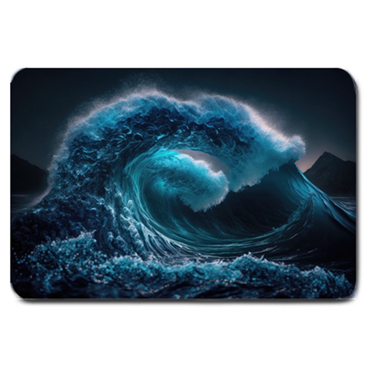 Tsunami Waves Ocean Sea Water Rough Seas Large Doormat