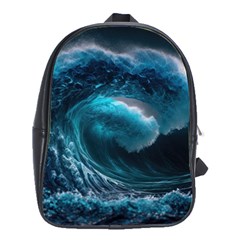 Tsunami Waves Ocean Sea Water Rough Seas School Bag (large) by uniart180623