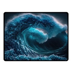 Tsunami Waves Ocean Sea Water Rough Seas Fleece Blanket (small) by uniart180623