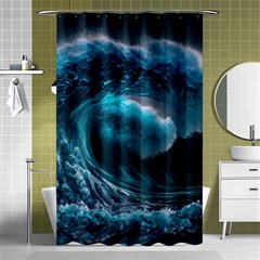 Tsunami Waves Ocean Sea Water Rough Seas Shower Curtain 48  X 72  (small)  by uniart180623