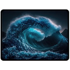 Tsunami Waves Ocean Sea Water Rough Seas Two Sides Fleece Blanket (large) by uniart180623