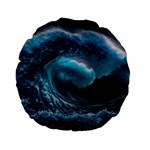 Tsunami Waves Ocean Sea Water Rough Seas Standard 15  Premium Flano Round Cushions Back