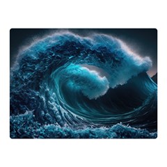 Tsunami Waves Ocean Sea Water Rough Seas Two Sides Premium Plush Fleece Blanket (mini) by uniart180623