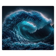 Tsunami Waves Ocean Sea Water Rough Seas Two Sides Premium Plush Fleece Blanket (small) by uniart180623