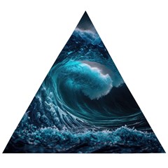 Tsunami Waves Ocean Sea Water Rough Seas Wooden Puzzle Triangle by uniart180623