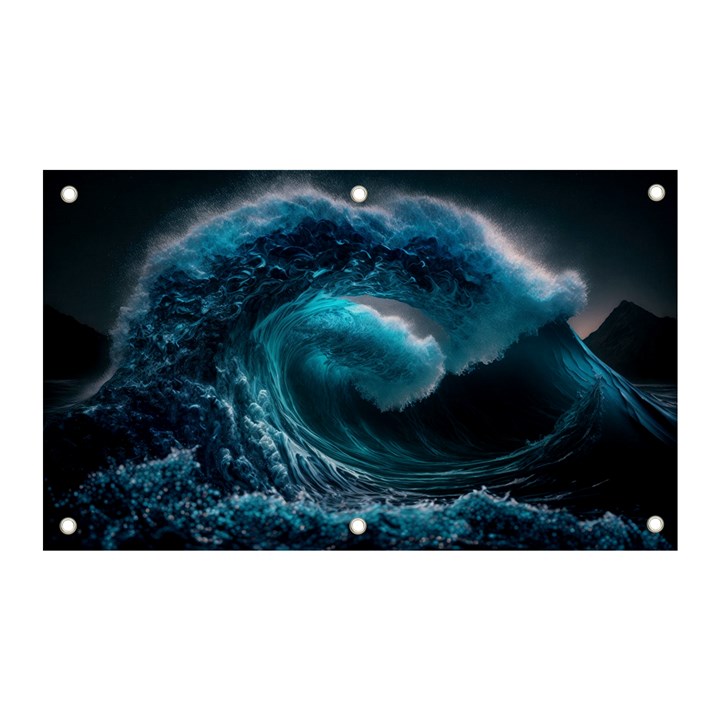 Tsunami Waves Ocean Sea Water Rough Seas Banner and Sign 5  x 3 