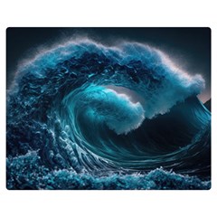 Tsunami Waves Ocean Sea Water Rough Seas Premium Plush Fleece Blanket (medium) by uniart180623