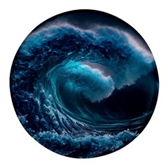 Tsunami Waves Ocean Sea Water Rough Seas Round Glass Fridge Magnet (4 Pack)