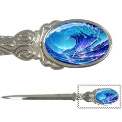 Tsunami Tidal Wave Ocean Waves Sea Nature Water Blue Letter Opener by uniart180623