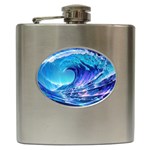 Tsunami Tidal Wave Ocean Waves Sea Nature Water Blue Hip Flask (6 oz) Front