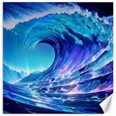 Tsunami Tidal Wave Ocean Waves Sea Nature Water Blue Canvas 16  X 16  by uniart180623