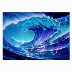 Tsunami Tidal Wave Ocean Waves Sea Nature Water Blue Large Glasses Cloth by uniart180623