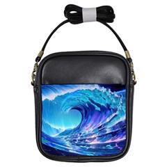 Tsunami Tidal Wave Ocean Waves Sea Nature Water Blue Girls Sling Bag by uniart180623