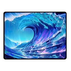 Tsunami Tidal Wave Ocean Waves Sea Nature Water Blue Fleece Blanket (small) by uniart180623